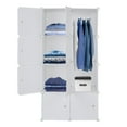 thumbnail image 2 of Tcbosik 8 Cube Storage Organizer with Hanging Rod, Stackable Closet with Doors and Metal Frame for Bedroom, White, 2 of 8