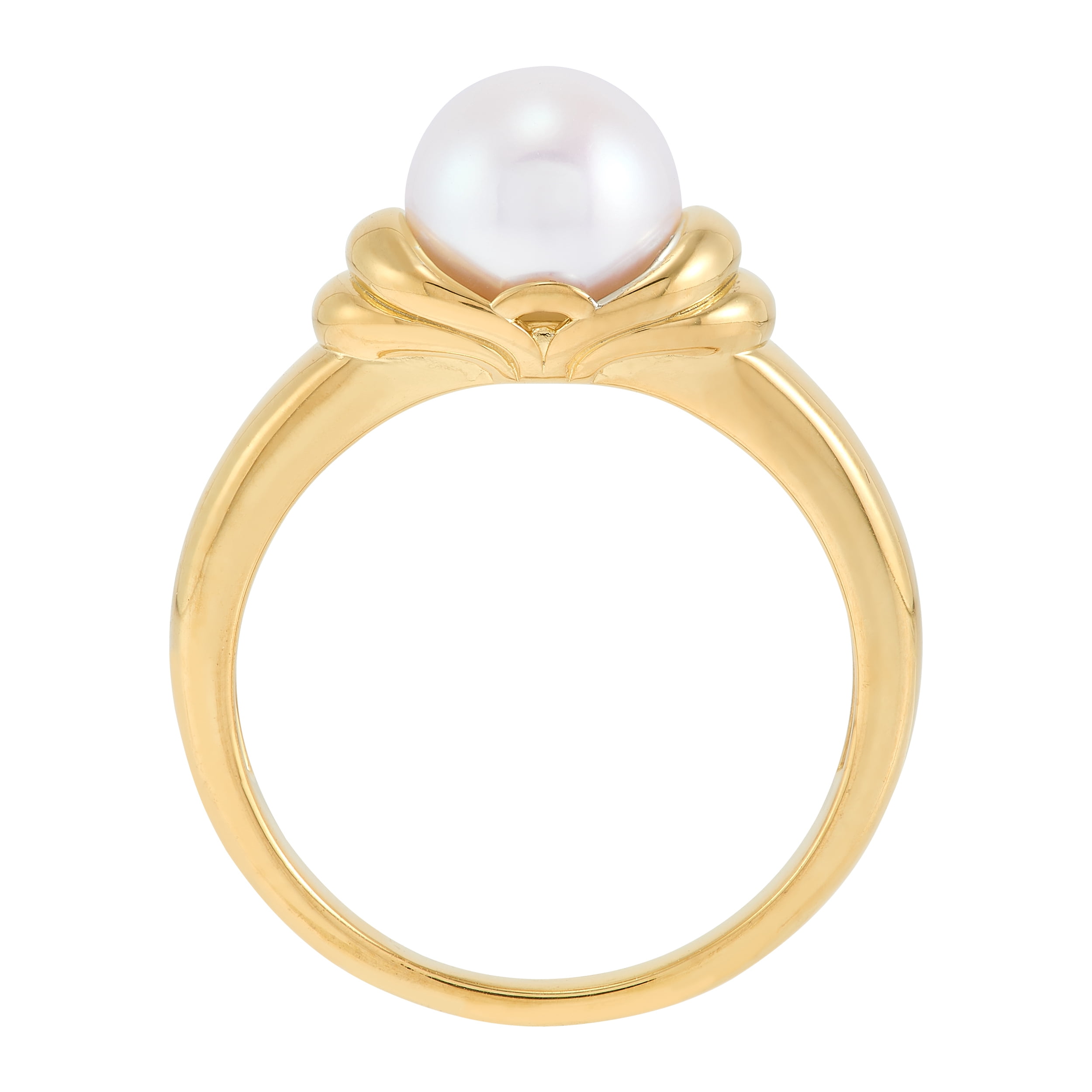 Brilliance Fine Jewelry Round White Freshwater Pearl Ring in Sterling Silver and 14KT Gold Plate