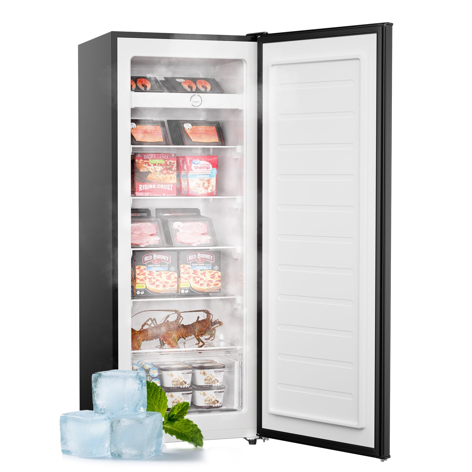 Upstreman 7.0 Cu.Ft Upright Freezer Convertible Freezer/Refrigerator, Garage Ready Deep Freezer Fridge with Reversible Door, UP70 Black