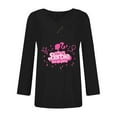 thumbnail image 5 of Women‘s Fashion Casual Solid Color Chest Panel Ruched Button V Neck Long Sleeve Ladies Long Top Black XXL, 5 of 5