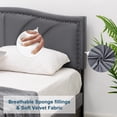 thumbnail image 5 of AsKmore Queen Size Bed Frame,Velvet Upholstered Platform Bed with Decorative Flower Line & Nailhead Trim Headboard with Wood Slat Support,No Box Spring Needed ,Mattress Foundation，Easy Assembly, Grey…, 5 of 6