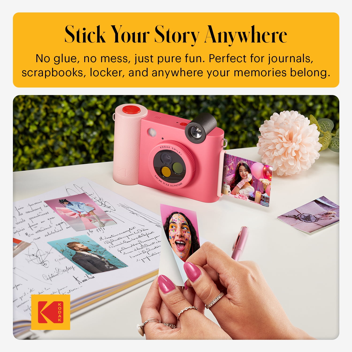 Kodak Smile+ Wireless 2x3 Digital Instant Print Camera with Effect Lenses & Zink Technology, Fuchsia