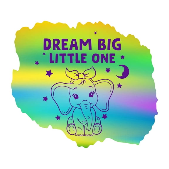 Dream Big Little One Cute Cartoon Elephant Kids Room Colorful Decor Wall Art Sticker Designs Vinyl Stickers For Home House Walls Rooms Windows Bedroom Decoration Size (26x26 inch)