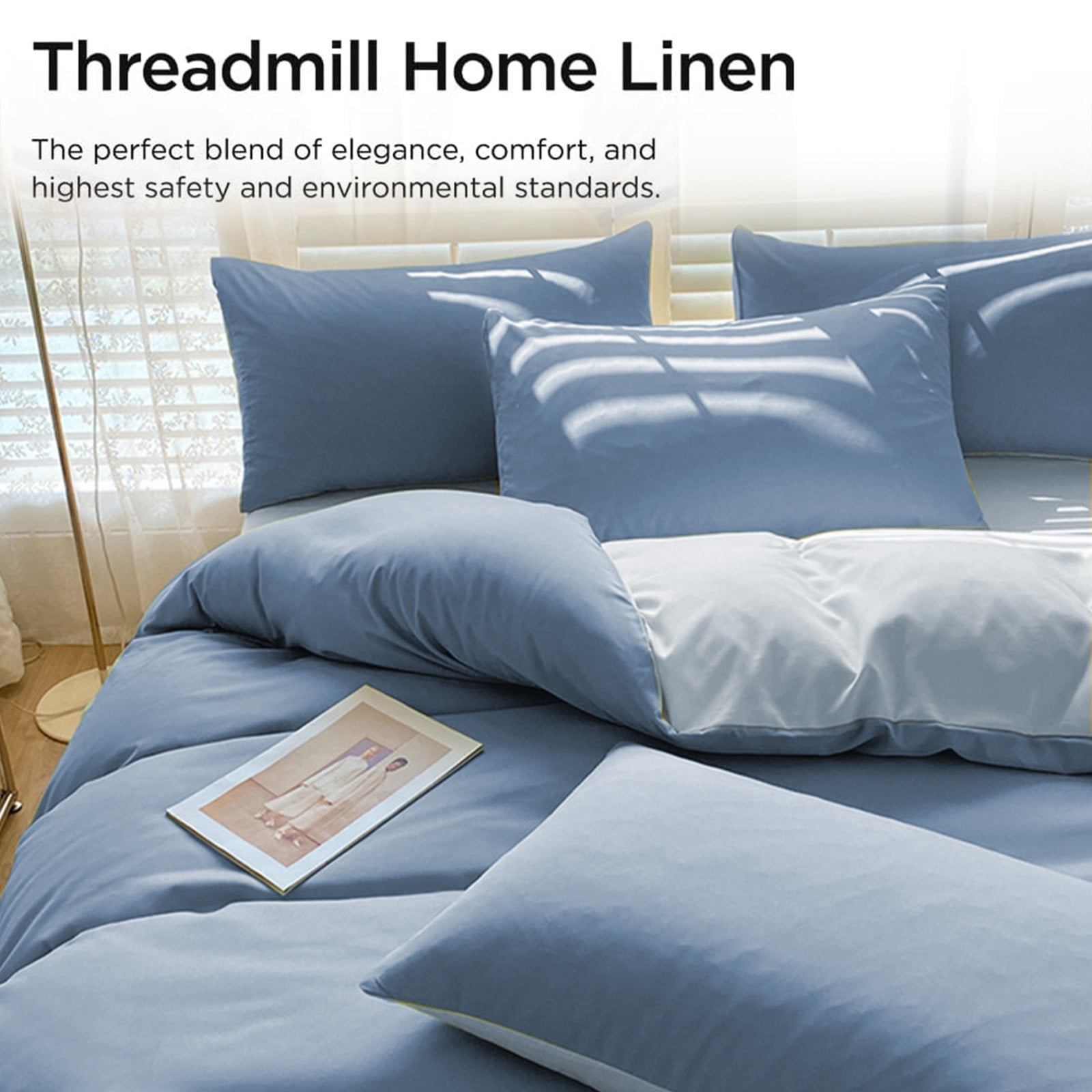 4 Piece Bed Sheets Queen/King Size Bedding Set with Duvet Cover Fitted Sheet 2 Pillowcases Soft Washed Polyester Wrinkle Free Easy Care by PALIFEUR