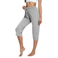 thumbnail image 2 of Capri Pants for Women 2025 Elastic Waist Straight Leg Casual Loose Capris with Pockets Womens Cropped Pants, 2 of 6