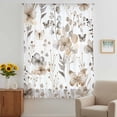 thumbnail image 3 of Brown Grey Floral Spring Sheer Curtains 54 Inches Long, Watercolor Botanical Butterfly Light Filering Curtains, Breathable Simi Curtain Privacy Drapes for Kitchen Bathroom Small Window Treatment, 3 of 9
