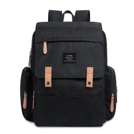 Baby Diaper Backpack - Large Capacity Water-Resistant Nappy Bag with Insulated Pockets, Stroller Straps and Changing Pad, Travel Backpack&Outdoor Bag (Black)