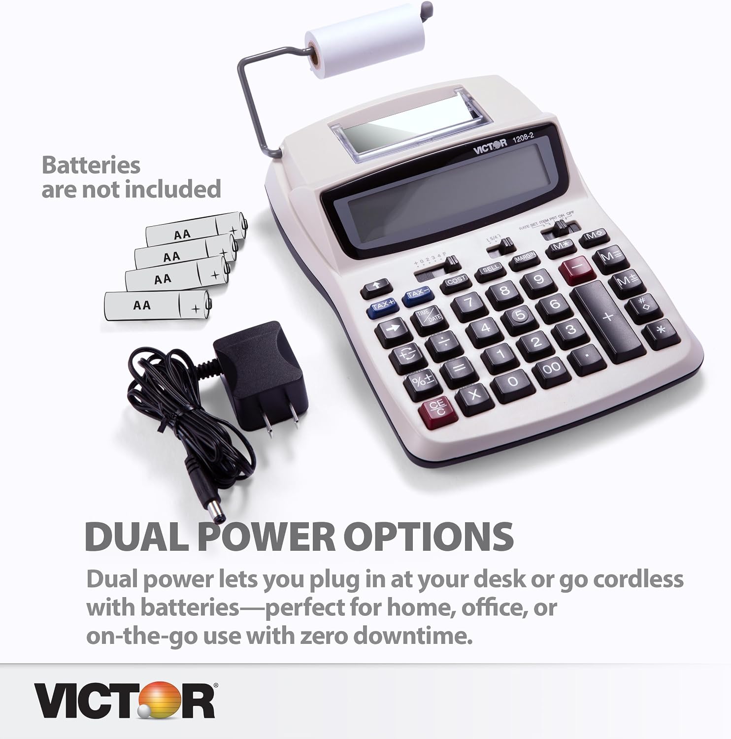 Victor 1208-2 Printing Calculator with 12-Digit Display, Black photo 3