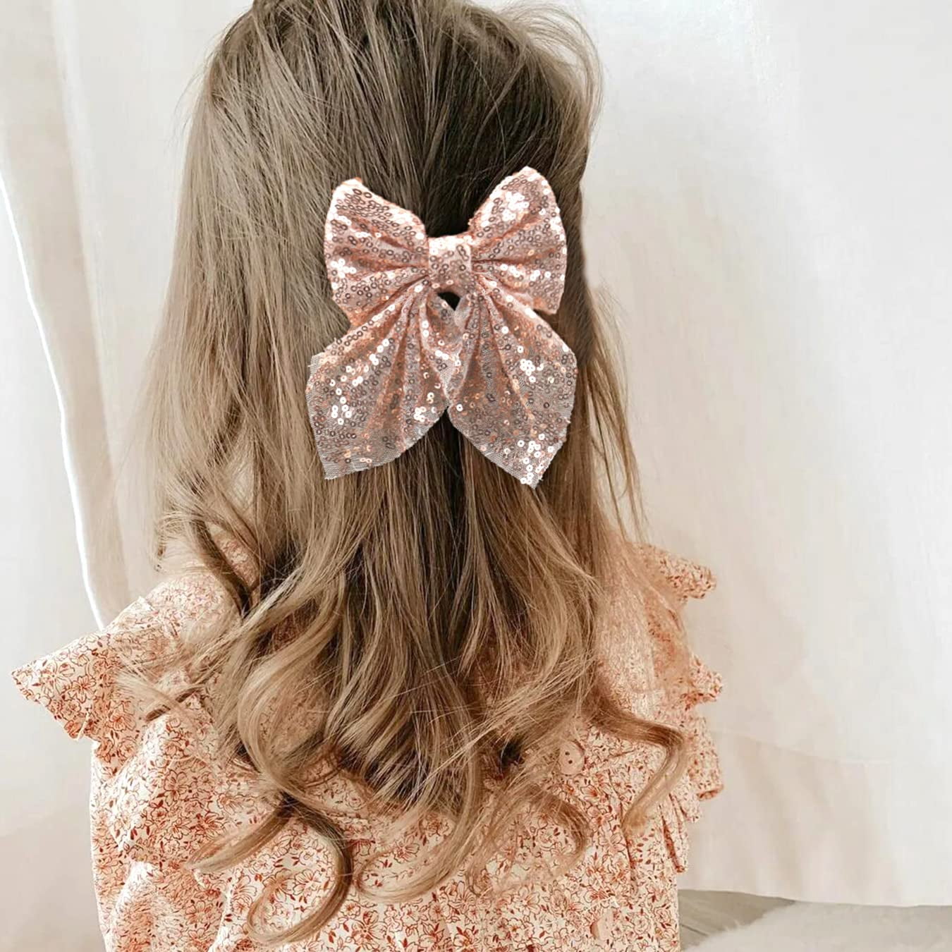 15PCS Sparkly Glitter Sequin Hair Bows for Girls Toddlers Kids Children Teenage