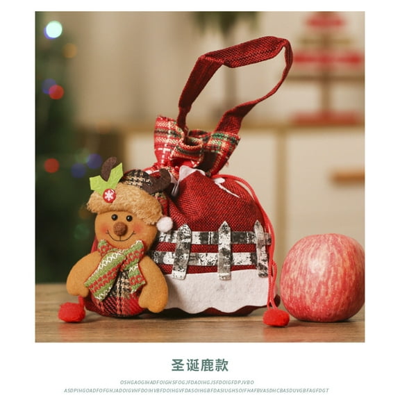 FastXmas Christmas Gift Bags Decoration, 7.8" x 9" Christmas Style Candy Bags,Non-woven Fabric HandBag with Santa,Reindeer,3D Design Fabric Xmas Gift Bags fo Candy Small Gift Packaging Bag