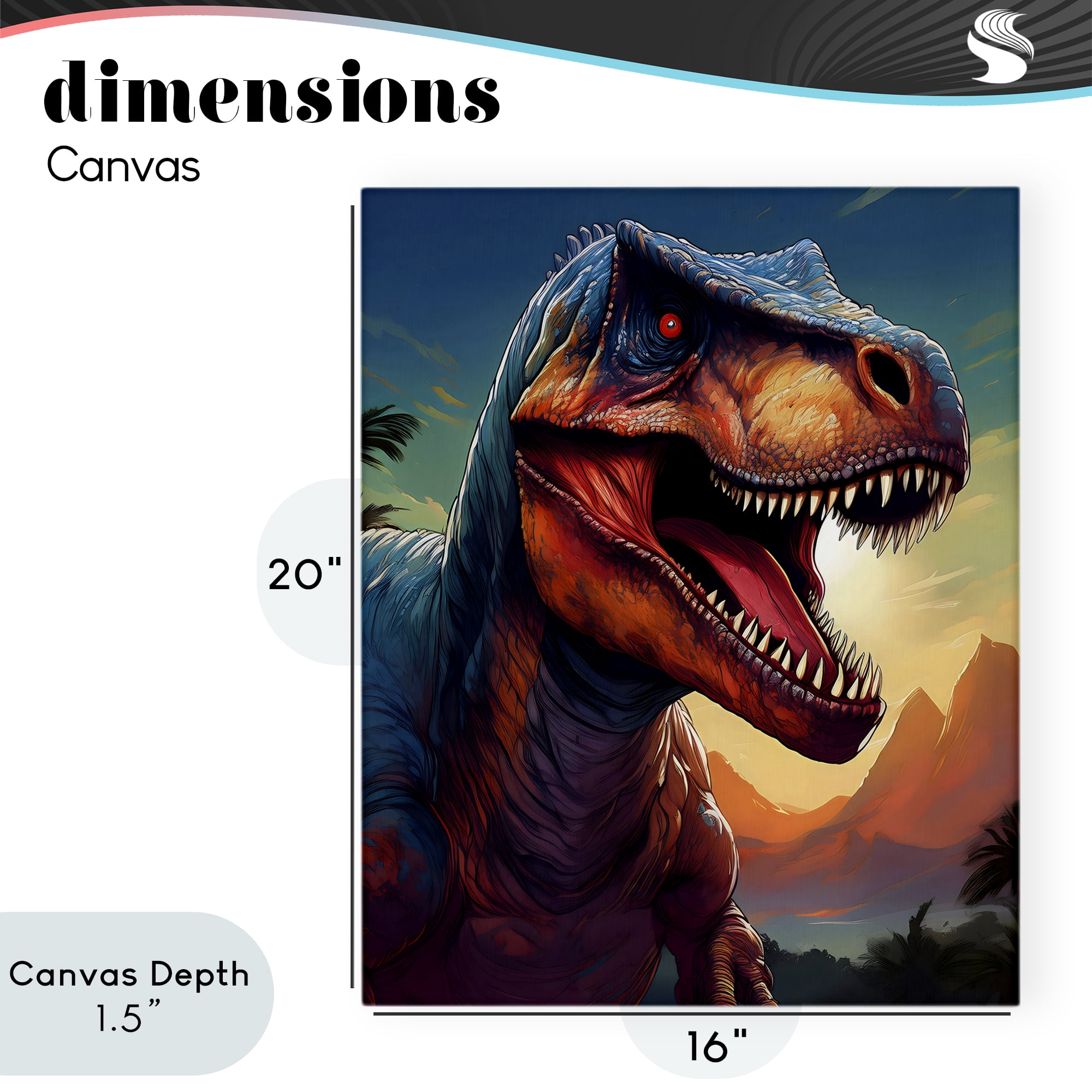 Stupell Industries Dinosaur with Sunset Landscape Canvas Wall Art, design by Creative Studio