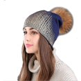 thumbnail image 2 of Gorro de invierno de lana cálido - Azul dorado, Gorro cálido dorado para mujer, Regalo de Navidad, Accesorios de moda, 2 of 4