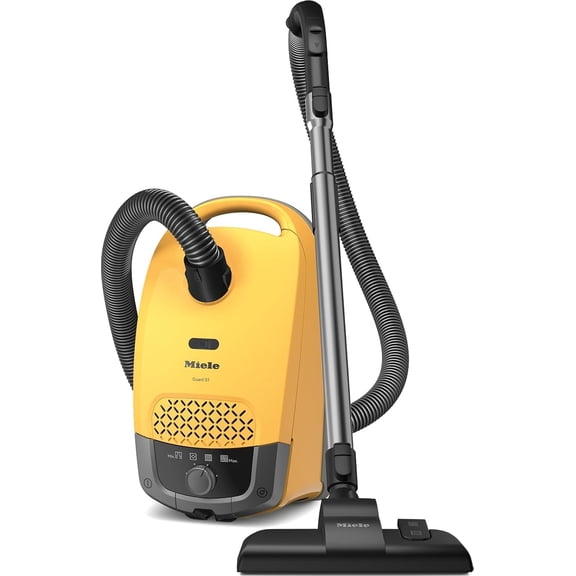 Miele Guard S1 Bagged Canister Vacuum Cleaner, 1200W Motor, AirClean Filtration, HyClean 3.5L Dustbag, Lightweight & Compact, Universal Floorhead SBD 355-3, Sunset Yellow