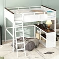 thumbnail image 2 of Euroco Solid Wood Queen Size Loft Bed with Built-in Desk & Shelves, USB Charging Station – Space-Saving Study Bed for Adults & Teens, 2 of 13