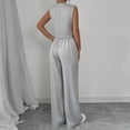 thumbnail image 5 of Laqbezok Women's 2-Piece Elegant Vest and Wide Leg Pants Set, Casual V-Neck Button Down Waistcoat and Trousers Outfit, Modern Business Casual Suit with Pockets, 5 of 6