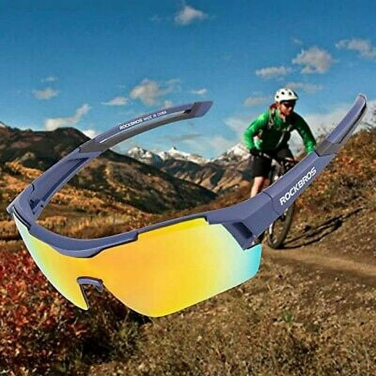 ROCKBROS Cycling Glasses Polarized Sport Sunglasses Men Women adult for Cycling Running Fishing, adult Unisex, Size: Regular, Blue