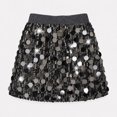 thumbnail image 5 of PEASKJP Teen School Uniform Skirts Baby Girls Layered Tutu Skirt Sparkling Sequin Tulle Dance Skirts (Black,12-13 Years), 5 of 7