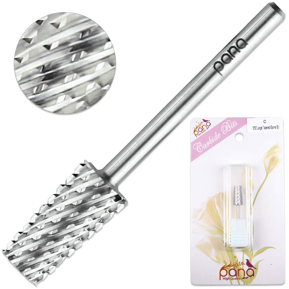 Pana 3/32" Tapered Barrel Carbide Nail Drill Bit Coarse Grit For