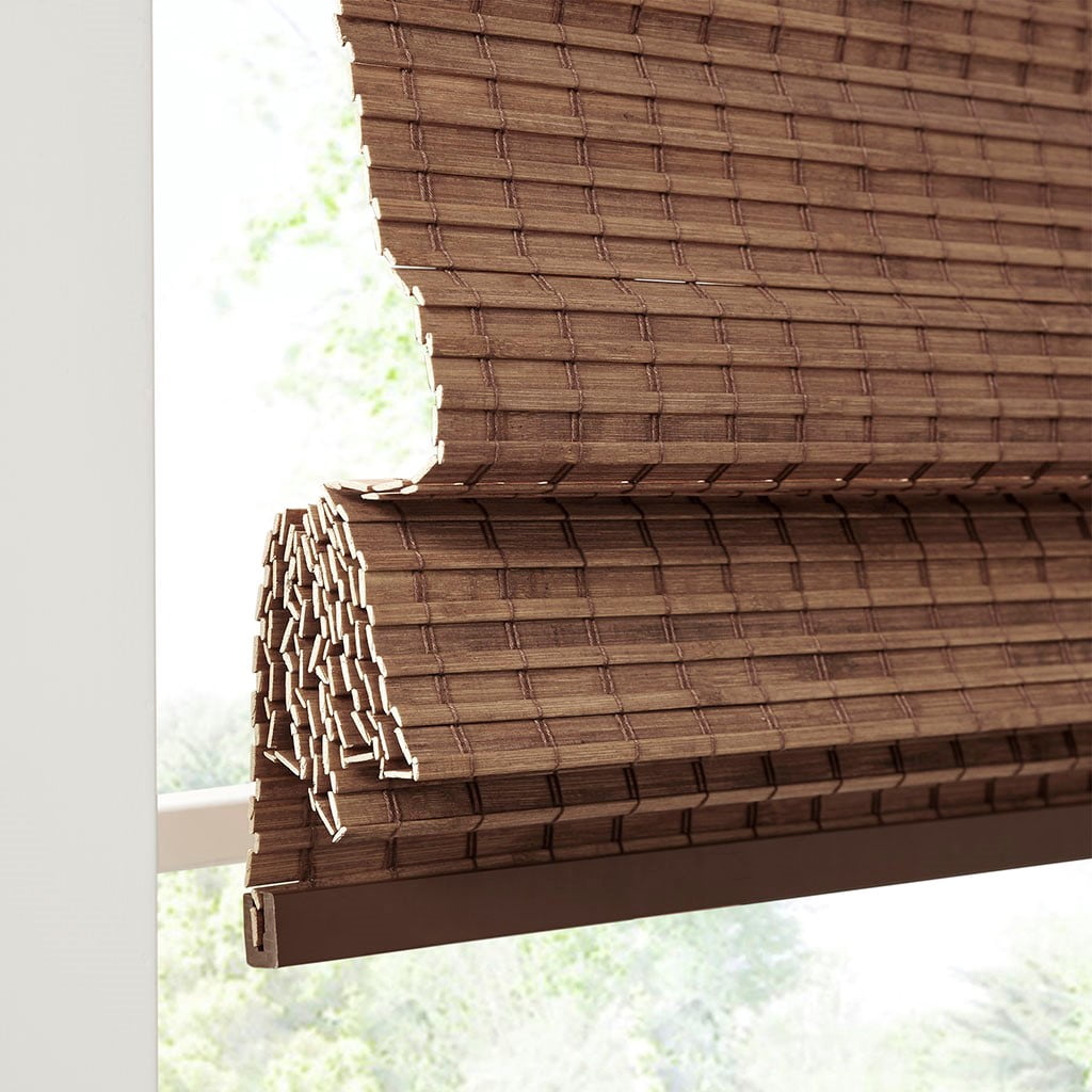 MAYEERTY Bamboo Light Filtering Privacy Roman Window Shade, Teak, 64" L x 27" W