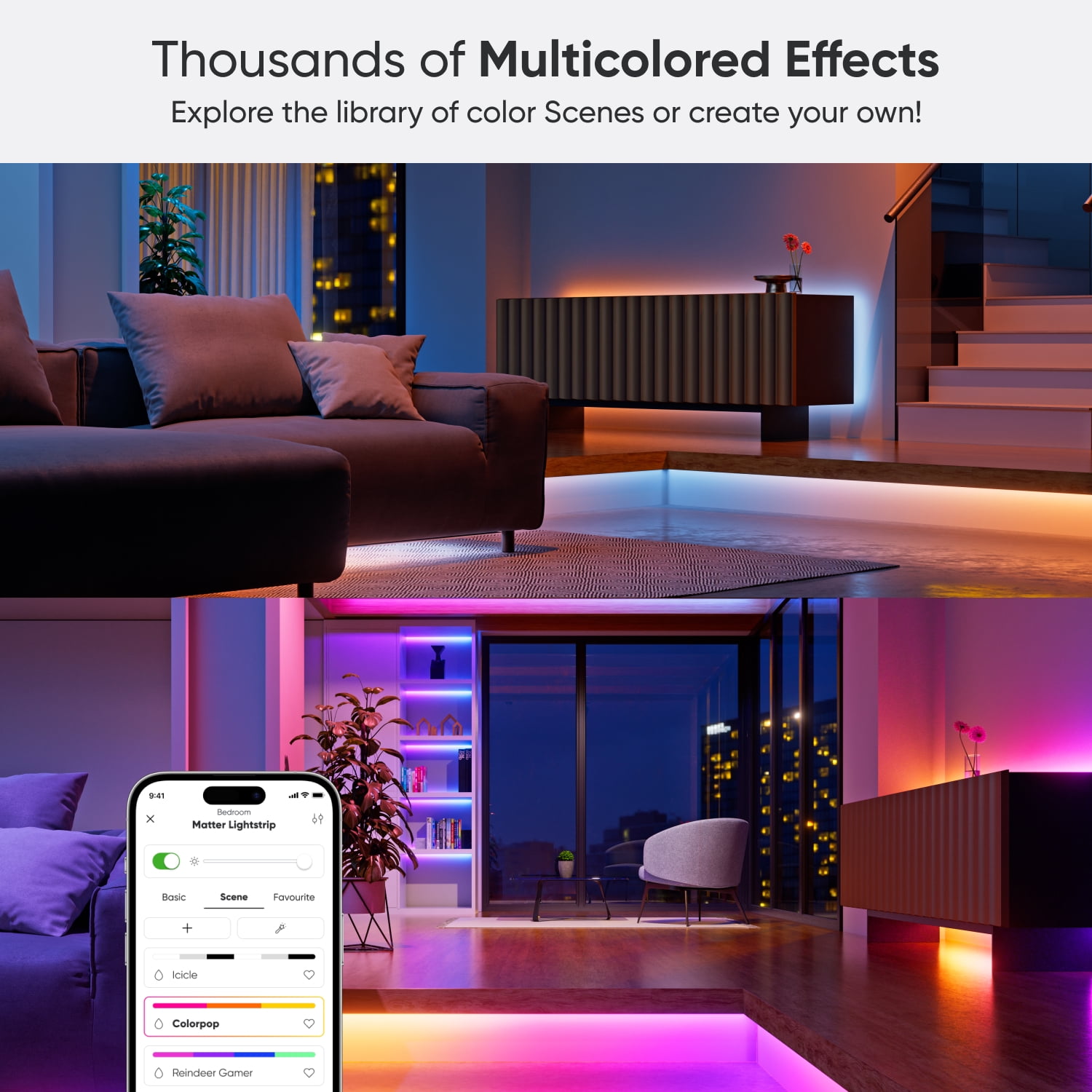 Nanoleaf Essentials Matter LED Light Strip, RGBW, 16.4 ft (1 Piece Strip Unit), Indoor Use