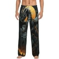 thumbnail image 1 of Kdxio Full Moon Black Dragon Pattern Men's Pajama Pants, Elastic Waist with Drawstring and Pockets, Comfortable Loungewear-Small, 1 of 6