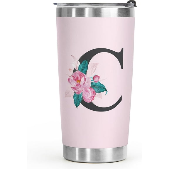 Initial Monogrammed Gifts for Women Pink Cup Tumbler 20 Oz, Birthday Gifts for Women, Wedding Gifts for Her, Valentines Day/Mothers Day/Christmas Gifts for Mom Sister Friends