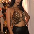 thumbnail image 5 of Backless Camisole Strappy Backless Iron Ring Leopard Bra Streetwear Club Splicing Camisole Tank Top,L, 5 of 5