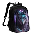 thumbnail image 1 of Balery Purple Sky Wolf Mochila con carga USB para hombre y mujer - Mochila impermeable y antirrobo para laptop con puerto USB para viajes, trabajo, 1 of 7