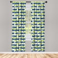thumbnail image 3 of Ambesonne Floral Curtains, Nature Bloom Silhouette, Pair of 28"x84", Apple Green Navy Blue, 3 of 5
