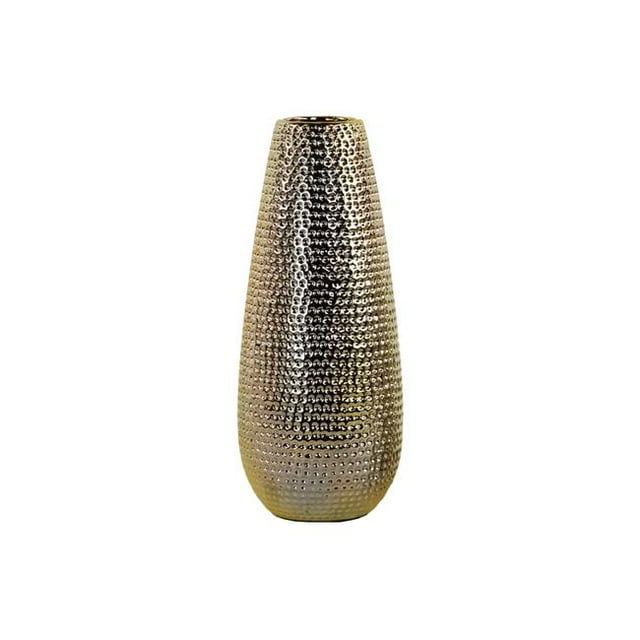 Vase Rond en Céramique & 44; Chrome Poli et Or - Grand