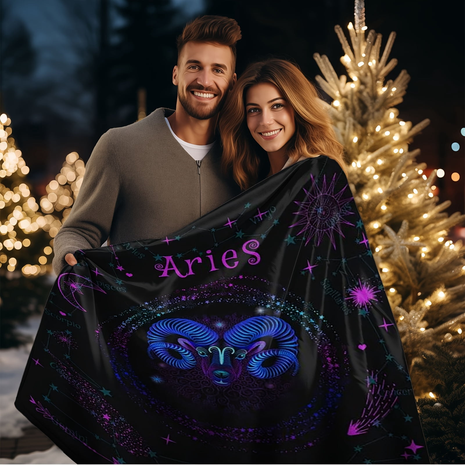 1 Pc Zodiac Blanket Gift For Women And Men Creative Birthday And Christmas Gift Aries Taurus Gemini Cancer Leo Virgo Libra Scorpio Sagittarius Capricorn Aquarius Pisces Nap Blanket