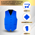 thumbnail image 5 of Oliver George 4pc Men's Solid Formal Suit Waistcoat Tuxedo Dress Vest Necktie Bowtie Handkerchief Set for Suit or Tuxedo Royal Blue Large, 5 of 5