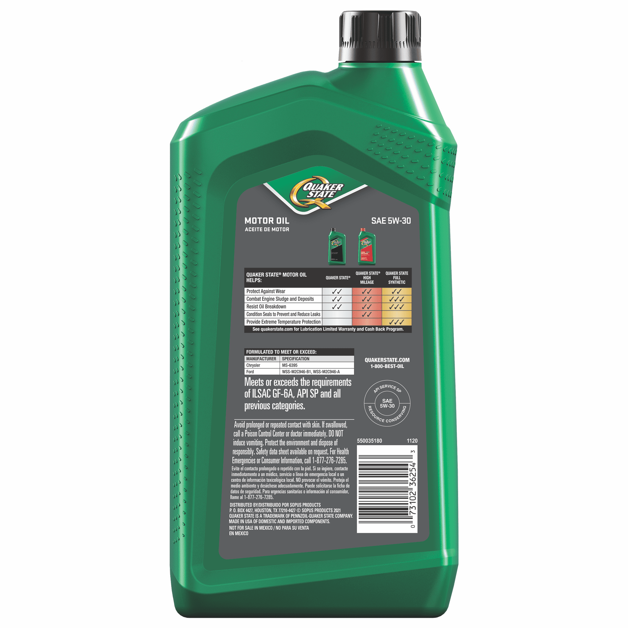 Quaker State Motor Oil, Synthetic Blend 5W-30, 1-Quart 