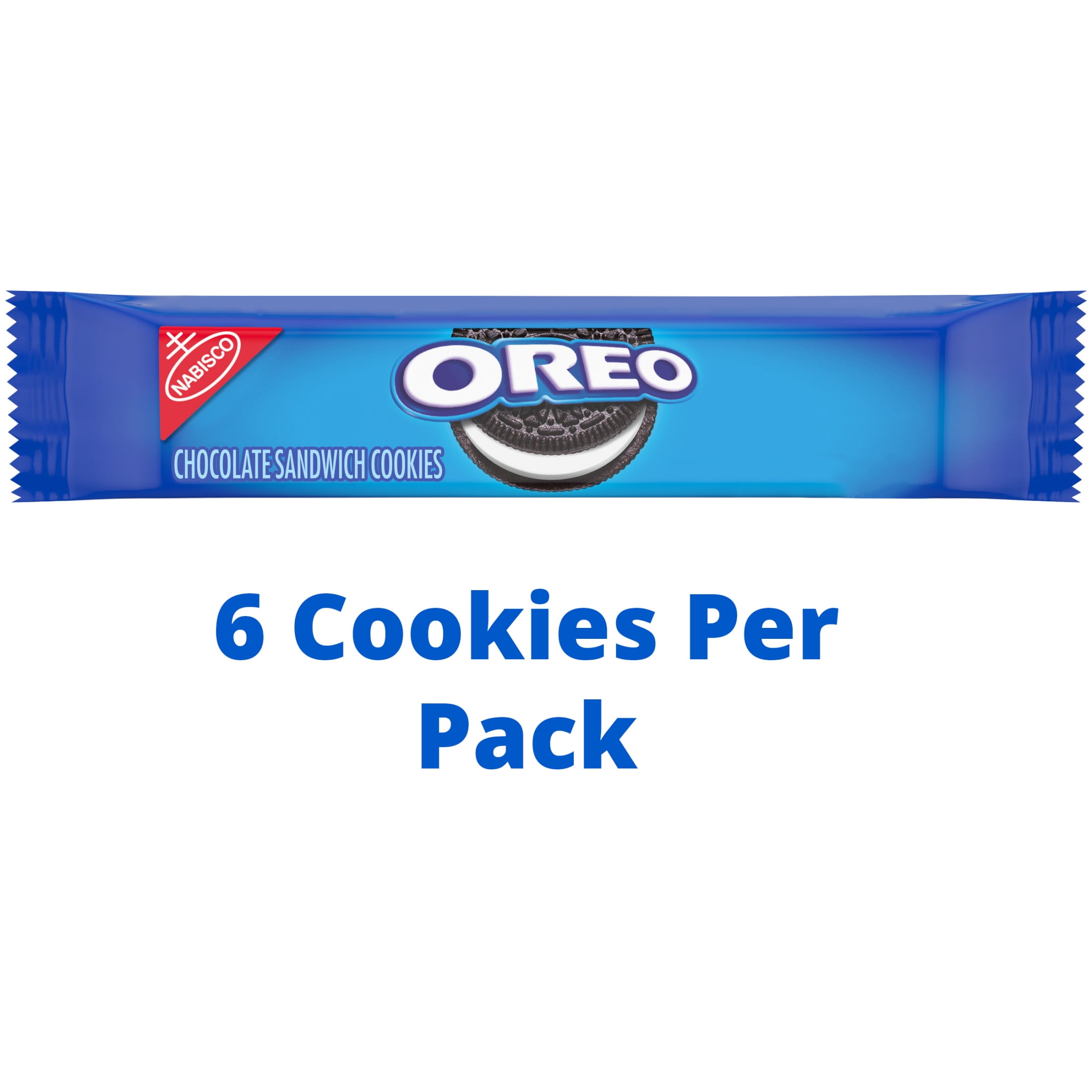 OREO Chocolate Sandwich Cookies, Baked, 2.4 oz, (6 Cookies Total), Shelf Stable, Plastic Packet