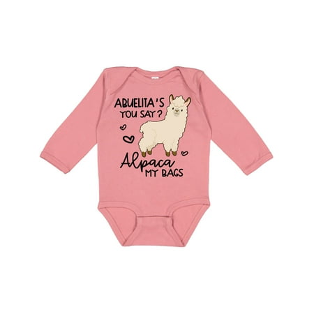 

Inktastic Abuelita s You Say Alpaca My Bags Gift Baby Boy or Baby Girl Long Sleeve Bodysuit