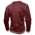 thumbnail image 5 of Mens V Neck Shirt Long Sleeve Buttons Pullover Stand Collar Sweatshirt Contrast Color Sweatshirts Soft Classic Pullovers Loose Workout Sweatshirts Soft Comfy Tshirts Sports Casual Tops, 5 of 7