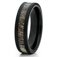 thumbnail image 2 of 6mm Black Tungsten Carbide Wedding Ring Deer Antler Insert Unique Comfort Fit Mens Womens Band 9, 2 of 4