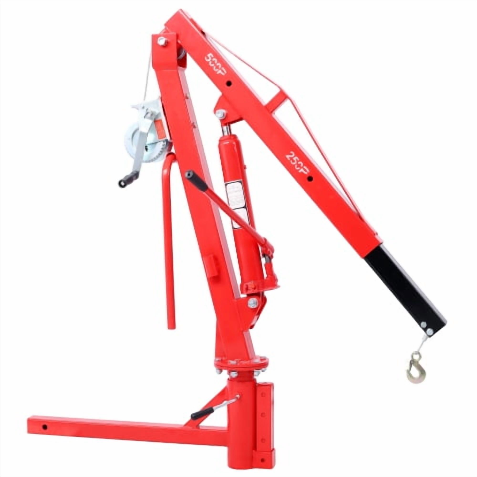 500Lb Pickup Truck Hydraulic PWC Dock Jib Engine Hoist Crane Hitch Mount Lift 2" Hitch Mount, Red