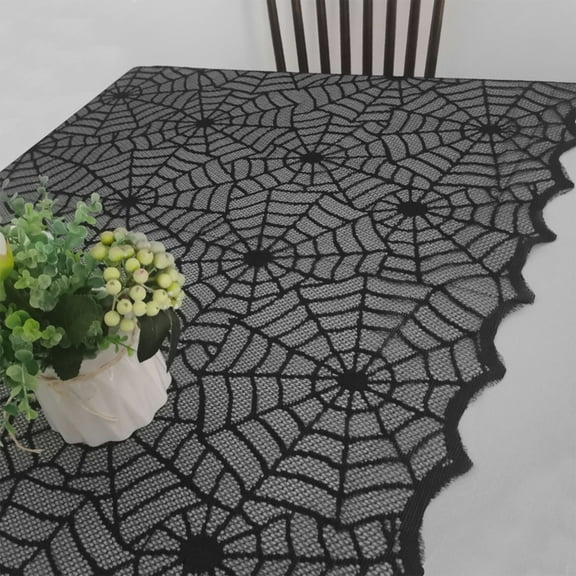 Taotanxi Halloween Table Runner with Spider Web Lace Festival Table Runner Halloween Table Decoration for Parties & Gatherings, 100% Polyester, 40 X 31 Inch