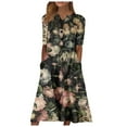 thumbnail image 1 of Robes Maxi pour Femmes 2023 Robe Décontractée à Manches Courtes Col en V Imprimée avec Poches en Liquidation, 1 of 6
