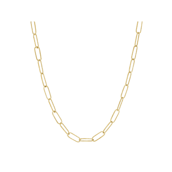 Women's Welry 4.3mm Textured Paperclip Chain Necklace in 10kt Yellow Gold, 18"