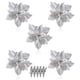 thumbnail image 3 of Bewildely 15/5 uds, polvo de brillo de flores artificiales de Navidad, adornos de árbol de Navidad DIY, flores falsas, decoraciones de Año Nuevo de Kits de decoración para fiestas plata 5PCS, 3 of 6