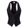 thumbnail image 3 of MixMatchy Women's Economy Dressy 3 Button Versatile Racerback Tuxedo Suit Vest Waistcoat, 3 of 5