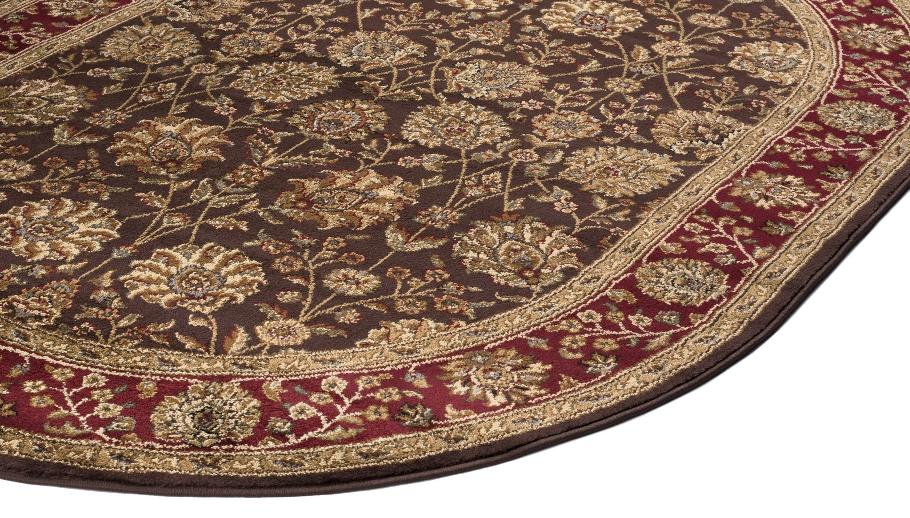 Elegance Transitional 5' x 7' Oval Brown and Sage Green Polypropylene Indoor Area Rug