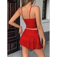 thumbnail image 6 of Pleated Short Skirts for Women Mini Ruffle Skirt Y2k Flowy High Waisted Skirt Stretchy Layered Skirt Red S, 6 of 9