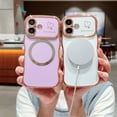 thumbnail image 3 of for iPhone 11 Case for Women Girls [Compatible with Mag Safe] Cute, Magnetic Love Heart Pattern with Camera Lens Protection Luxury Plating Shockproof Wireless Charging Phone Case,Purple, 3 of 9