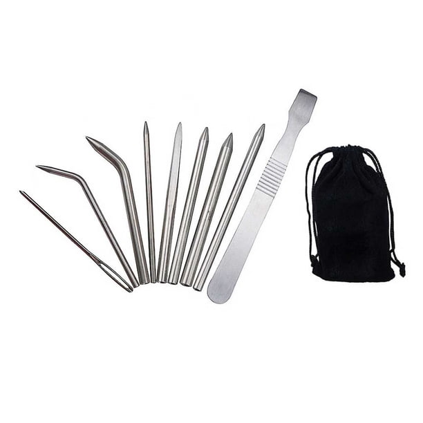 Kenally Agujas de costura de acero inoxidable, 9 Uds., herramienta profesional, agujas de tejer prácticas, accesorios de Paracord, nivelador de alisado Artesanía Kenally TO010278-01