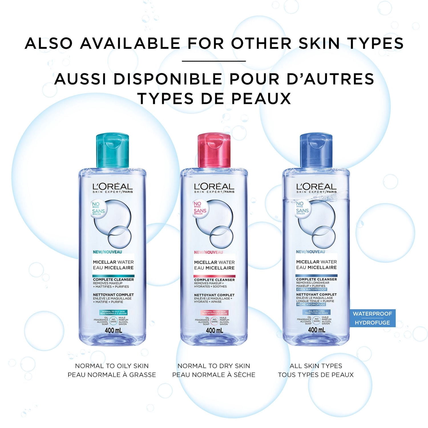 L'Oreal Paris Micellar Water Complete Cleanser, Makeup-Remover, Waterproof, 400 ml