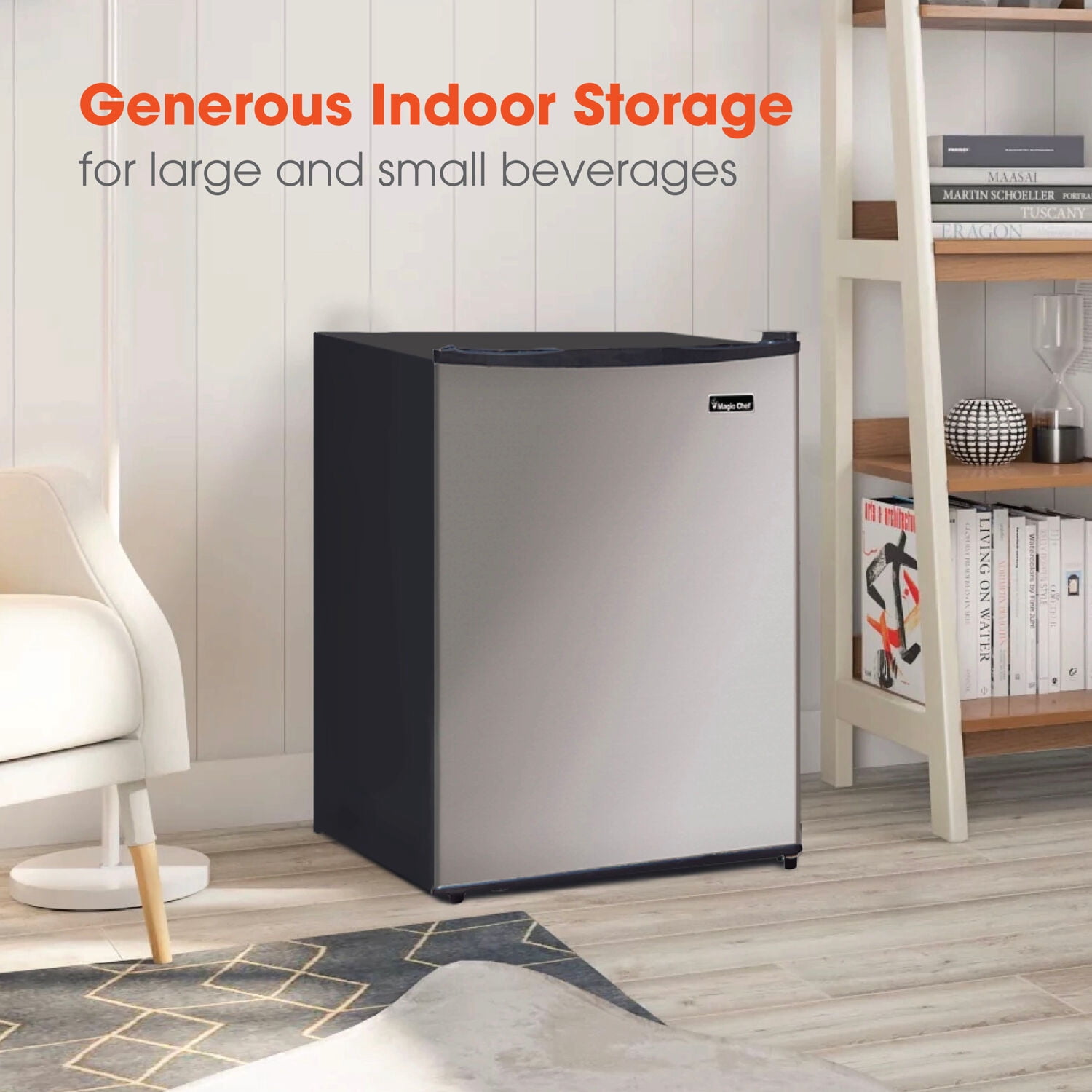 Magic Chef Energy Star 2.4 Cu. ft. 18.5" W Mini Fridge, Stainless Steel Door