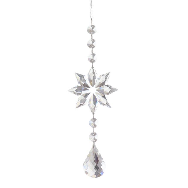 Boc Pendentif de Voiture Flocon de Neige Transparent Finition Fine Grande Robustesse Grand Application Décorer Réutilisable Cristaux Colorés Faux Gla